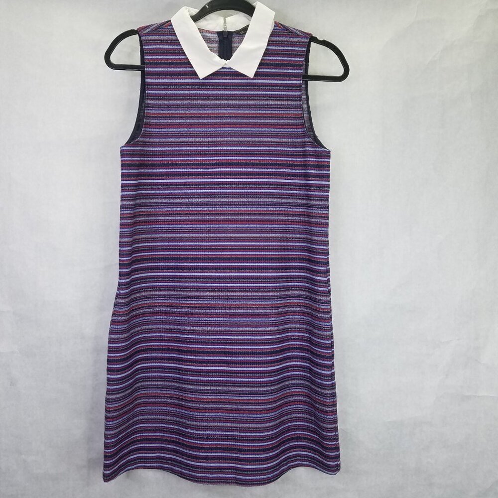 ZARA Trafaluc Shirt Mini Dress Women S Nautical Stripe Collared Coastal Academia